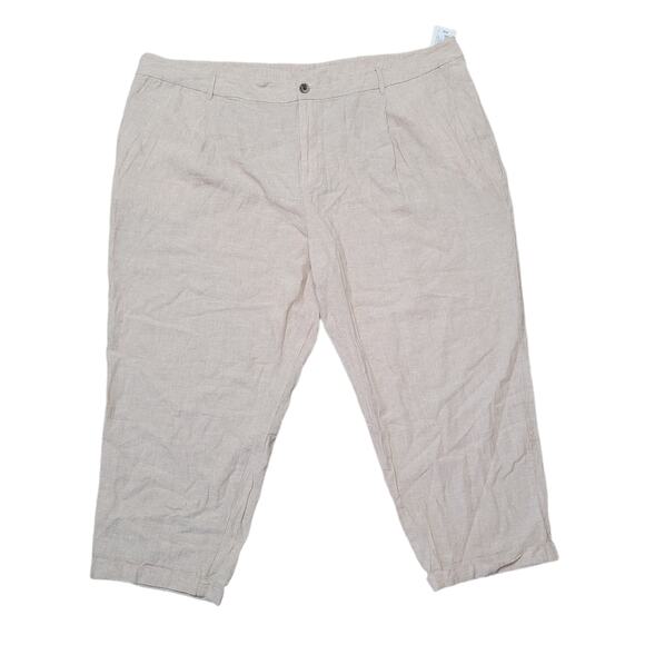 New 24w Target A New Day linen blend tan cropped pants plus size - Picture 1 of 5